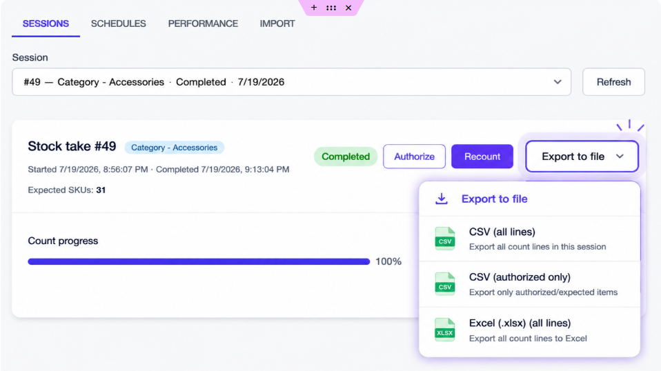 export inventory data anytime